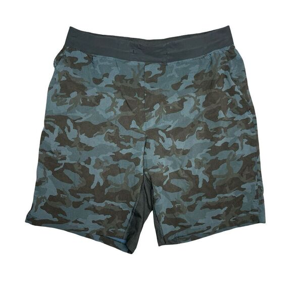 Lululemon  THE 9” Shorts Mens L Gray Camo Gym Stretch Performance Pickleball - Picture 1 of 9